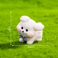Mini resin running white dog with blue bowtie for moss micro landscape 2.8cm - Style 3 Wind Blown