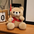 Brown graduation teddy bear plush with black cap and red Congratulations ribbon - Red Sash Style / Camel