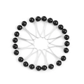 Macro shot of 12 black pearl U-shaped pins arranged in a circle for silk scarves and hijabs - Black
