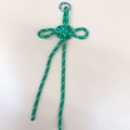 Green woven knot pendant with silver spring ring for bags and keychains - Green