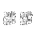 Pendientes de acero inoxidable 18K plateados con textura ondulada y diseño irregular - Estilo Arruga de Fundición / Color Acero
