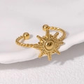 Goldener Edelstahlring mit Sonnenstern-Motiv, gedrehtem Band und verstellbarem Design - Gold