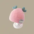 Pink winter knit baby hat with heart accents and Good Life label for warmth - Pink Double Heart Hat (for Ages 2 Months To 2 Years)