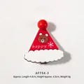 Barrette chapeau de Noël rouge avec illustration d'ours mignon et inscription happy - Bonnet de Noël Ours (AFTS4-3)