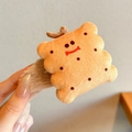 Pince à cheveux biscuit en peluche marron avec visage souriant et perles rétro - Pince à Cheveux en Peluche Biscuit (4#) / Env. 7,3 cm