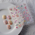 Autocollants 3D pour ongles d'enfants avec chats et lapins mignons effet gaufré - Style Dessin Animé Chat Lapin Licorne (TS-068)