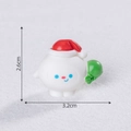 Miniatur-Schneemann-Figur mit roter Mütze und grünem Geschenksack für Weihnachts-DIY - Elf Schneeball