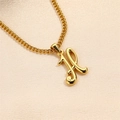 Polished 18K gold plated stainless steel necklace featuring cursive letter H pendant - Letter H (Pendant Only)