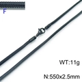 Black stainless steel square snake bone chain necklace, 550mm long and 2.5mm wide - Black 550x2.5mm(KN203628-Z)
