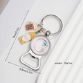Detailed view of metal beer bottle opener keychain with dimensions 8cm by 5.8cm - Letter O