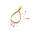 Golden teardrop shaped hollow stainless steel earring pendant frame with 31x21mm scale - Teardrop / Gold