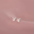 Silver-plated 925 butterfly stud earrings with secure screw-on ball backings for women - Minimalist Butterfly Shape (A81)