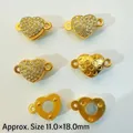 Golden heart magnetic jewelry clasp with white rhinestones and 11.0x18.0mm dimensions - Heart with Rhinestones / Gold