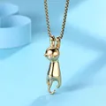 Minimalistische vergoldete Katzen-Halskette mit poliertem Finish und Box-Kette für Damen - Gold