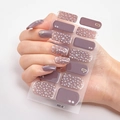 Purple glitter and dot design nail polish stickers full wraps with DQ3-28 model plate - Purple Solid Glitter Polka Dot Design Style (DQ3-028)