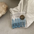 Set of five matte blue waterdrop hair clips in a handmade packaging bag - 5 Pieces / Dark Grey Blue