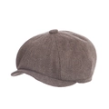 Gorra newsboy clásica marrón con patrón de espiga tradicional y textura de lana - Talla 58 (55-58 cm) / café
