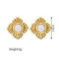Vintage 18K vergoldete Blumen-Ohrstecker aus Edelstahl mit Muscheleinlage - Goldfarbe (S-E946)