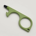 Green zinc alloy no-touch door opener tool with stylus tip and integrated finger ring - Green
