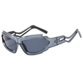 Gafas de sol Y2K futuristas en gris translúcido con montura aerodinámica elegante - Montura Gris Lente Gris