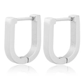 Orecchini geometrici a forma di U in acciaio inossidabile argento lucido su bianco - Forma a U Colore Acciaio