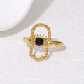 Gold Hamsa Hand Black Bead Style (JR407-GD)