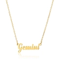 18K gold plated stainless steel Gemini zodiac pendant necklace for women on white background - Gemini / Gold