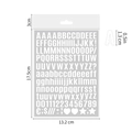Detailed view of 0.5 inch white waterproof alphabet and number stickers with size markers - Bold Alphabet White (P98)