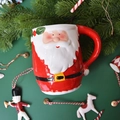 3D Santa Claus ceramic mug with red handle and embossed beard for Christmas gift - Belt Santa Mug 600ml