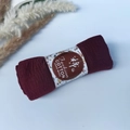 Pleated wine red cotton viscose scarf with handmade floral paper sleeve and dried reed decor - Style #34