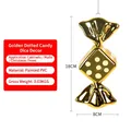 18cm gold painted candy-shaped Christmas ornament with glossy PVC finish for holiday decor - 18cm Gold Square Polka Dots