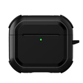 Coque robuste noire pour AirPods avec texture durable et voyant LED vert frontal - Noir
