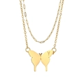 Double-layered 18K gold plated stainless steel butterfly necklace with letter Y charm - Letter Y Butterfly Pendant Style