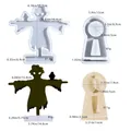 DIY scarecrow plant sign and round base silicone mold for Halloween resin casting - Scarecrow Insert Mold + Base