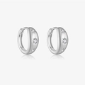 Creolen aus 925er Sterlingsilber mit drei sternförmig gefassten Zirkonia-Steinen - 925er Silber / Platin