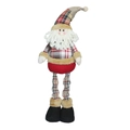 Standing Santa plush doll with long legs and red plaid outfit for Christmas decor - Santa Claus