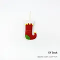 Christmas elf stocking ornament in red and green felt for DIY holiday tree decoration - Elf Sock