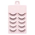 Five pairs of natural thick false eyelashes with extended eye corners in a pink case - 009 Model - 5 Pairs