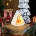 White triangular Christmas LED lantern with Santa Claus illustration and warm light - Santa Claus / White