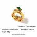 Bague en acier inoxydable plaqué or 18K avec zircon vert et finition imperméable - Or Pierre Verte Marquise (YR34_1)
