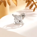 Puce d'oreille planète en argent avec oxydes de zirconium et anneau étoilé - Style Orbite de Planète (A343-1) / Blanc (Pièce Unique)