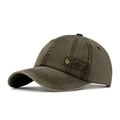 Berretto da baseball vintage verde oliva in cotone lavato con ricami e rivetti - Verde Militare
