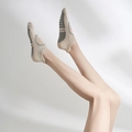 Calze da yoga in cotone beige con grip antiscivolo grigi e cinturino elastico - Taglia unica / Avorio