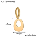 Macro view of golden stainless steel jewelry pendant showing dimensions 0.9cm height - Letter-O / Gold
