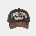 Dettaglio cappellino vintage lavato con ricamo 3D AC-DC e visiera in finta pelle scamosciata - Nero