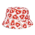 Sombrero de pescador Panamá blanco con estampado de corazones rojos y símbolos de luna - M / Blanco con luna corazón rojo