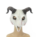 Realistische Ziegenschädel-Halloween-Maske mit Spiralhörnern und Blutspritzern für Cosplay - Weiß (Blutig)