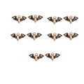 Detailed set of ten gold and black enamel bat pendants for DIY jewelry making - 8# Black Bat Gold Border