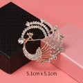 Pfauen-Brosche aus Goldlegierung mit klaren Strasssteinen, Größe 5,1 cm x 5,1 cm - Gold Full Strass Rund Pfau (XD1027-2)