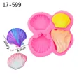 Pink silicone mold featuring four distinct seashell shapes for chocolate and fondant decor - Style 1 Sea Shell / Pink